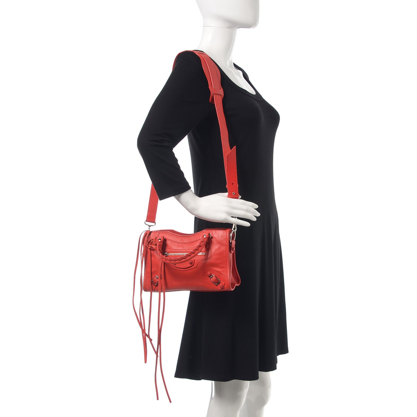 Matte Goatskin Rubber Covered Classic Hardware Mini City Rouge Coquelicot Rouge Braise