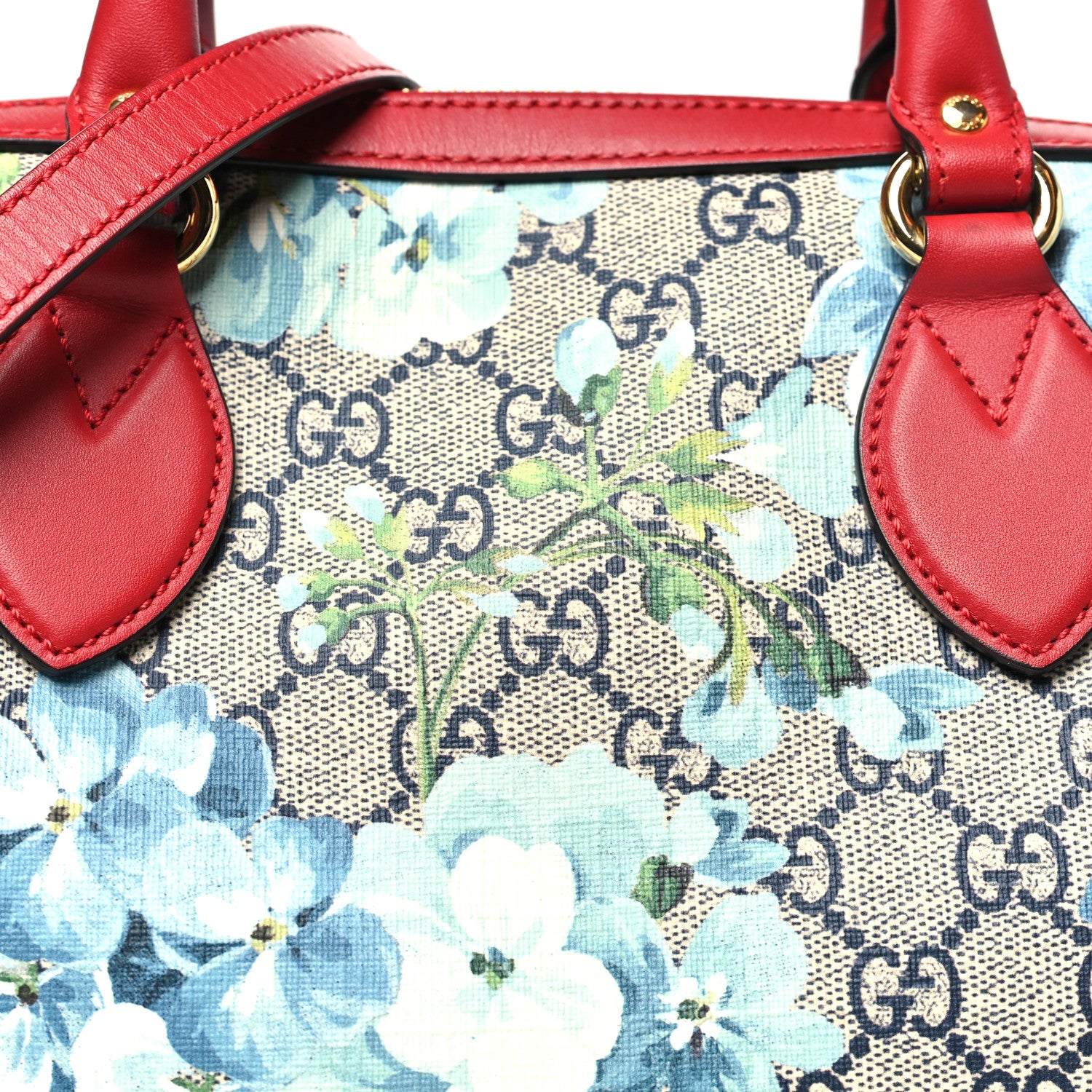 Gucci GG Supreme Monogram Blooms Small Boston Beige Blue Navy Hibiscus Red 8 of 11