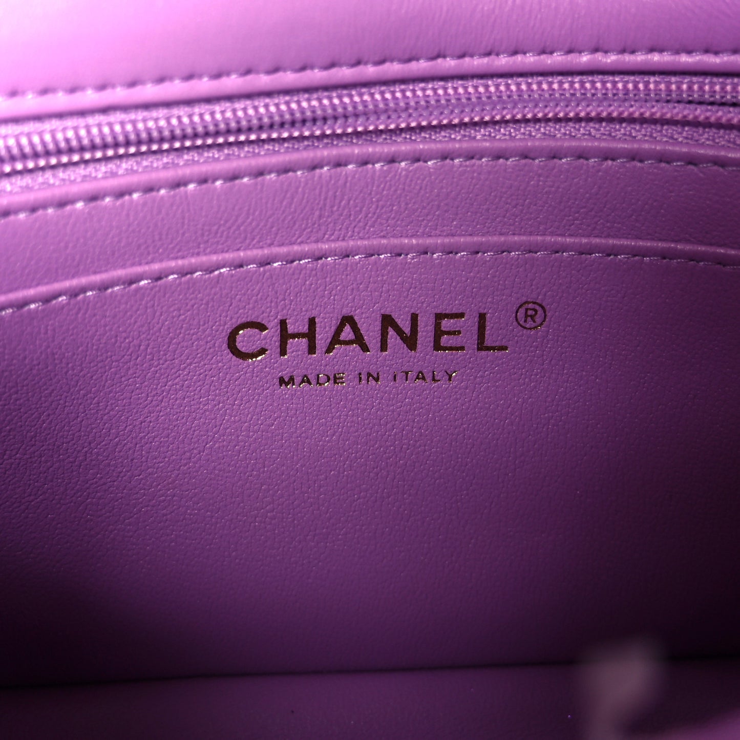 Lambskin Quilted Mini Rectangular Flap Purple