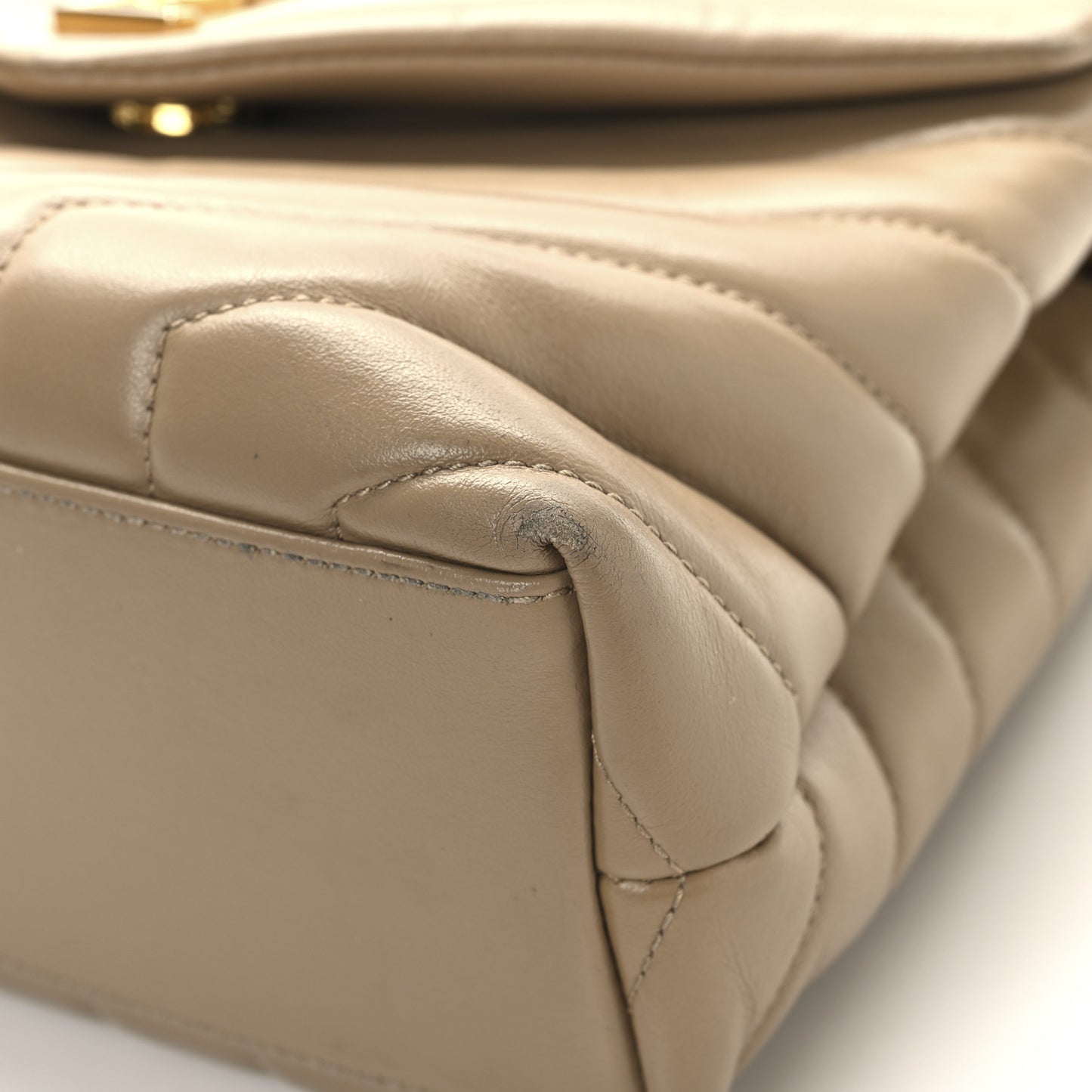 Calfskin Y Quilted Monogram Small Loulou Chain Satchel Dark Beige