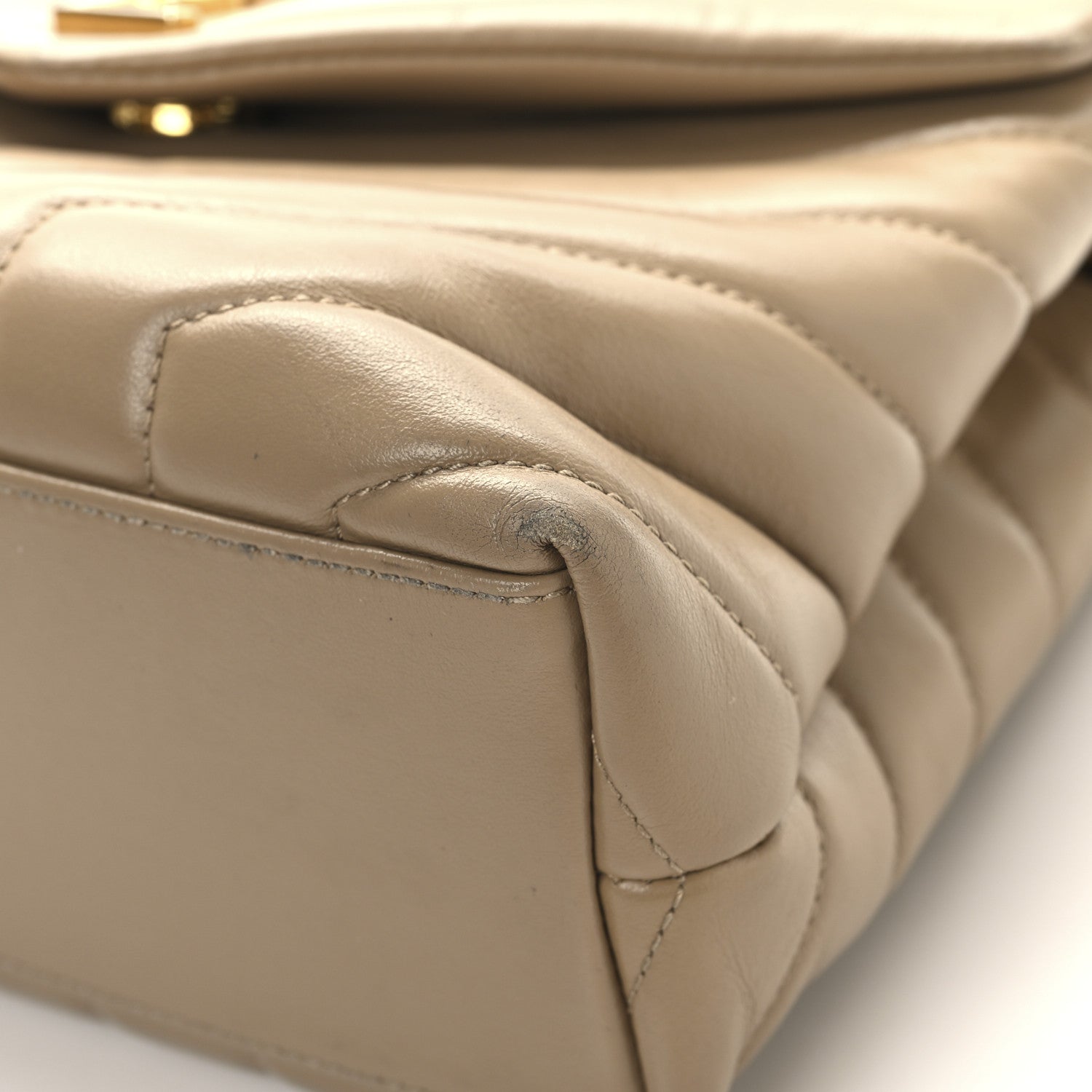 Saint Laurent Calfskin Y Quilted Monogram Small Loulou Chain Satchel Dark Beige 9 of 13