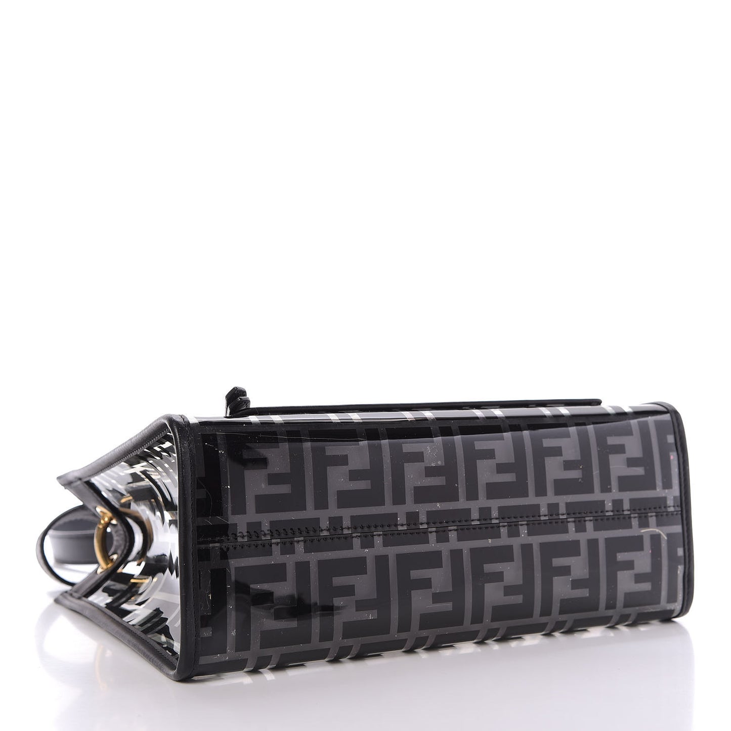 TPU FF Vitello Century Plexiglass Small Runaway Shopper Tote Black