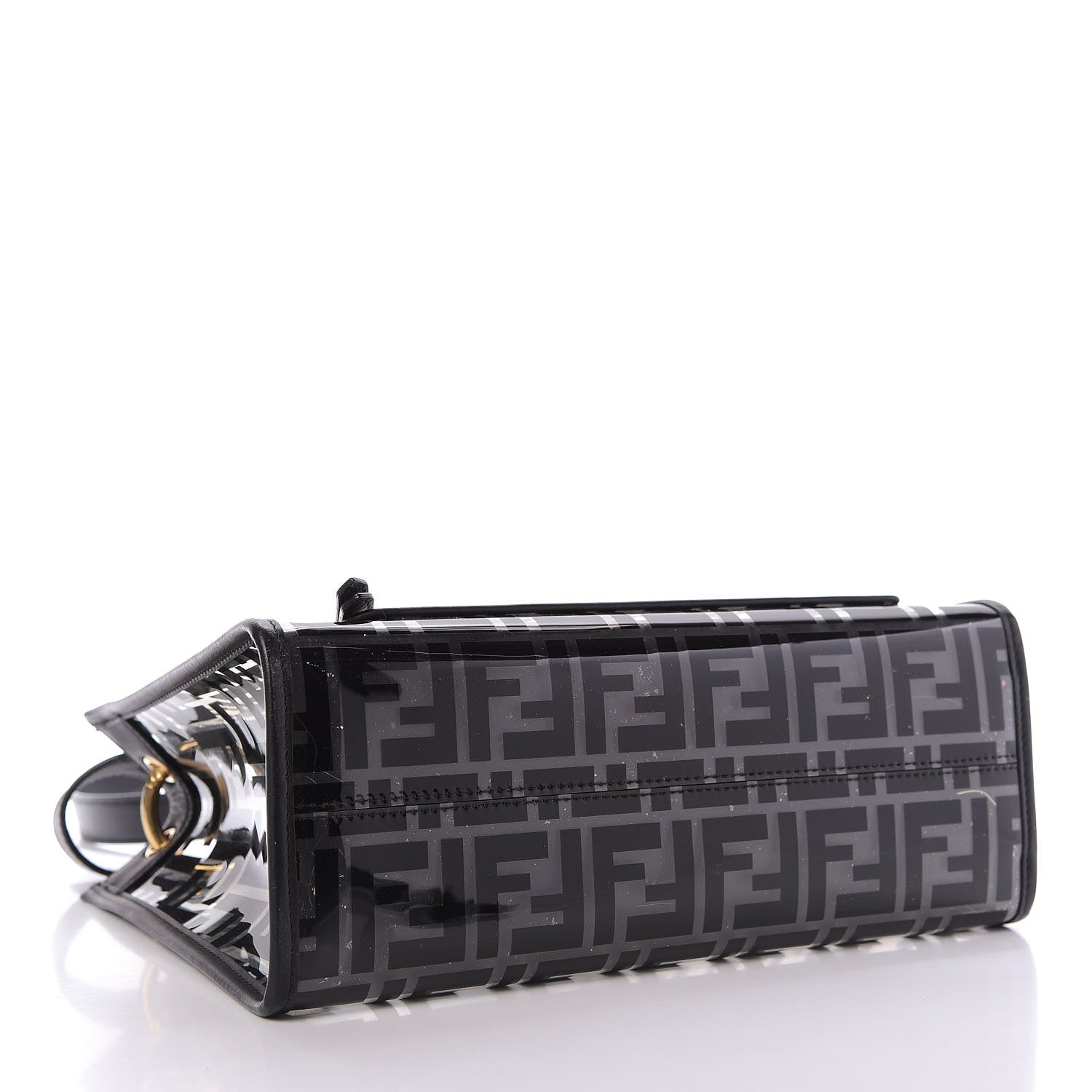 Fendi TPU FF Vitello Century Plexiglass Small Runaway Shopper Tote Black 4 of 9