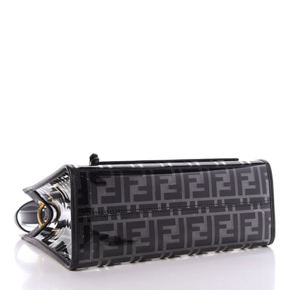 Fendi TPU FF Vitello Century Plexiglass Small Runaway Shopper Tote Black 4 of 9