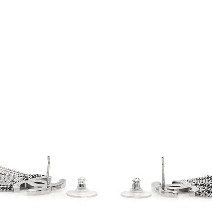 Chanel Baguette Crystal CC Chain Drop Earrings Silver 3 of 4