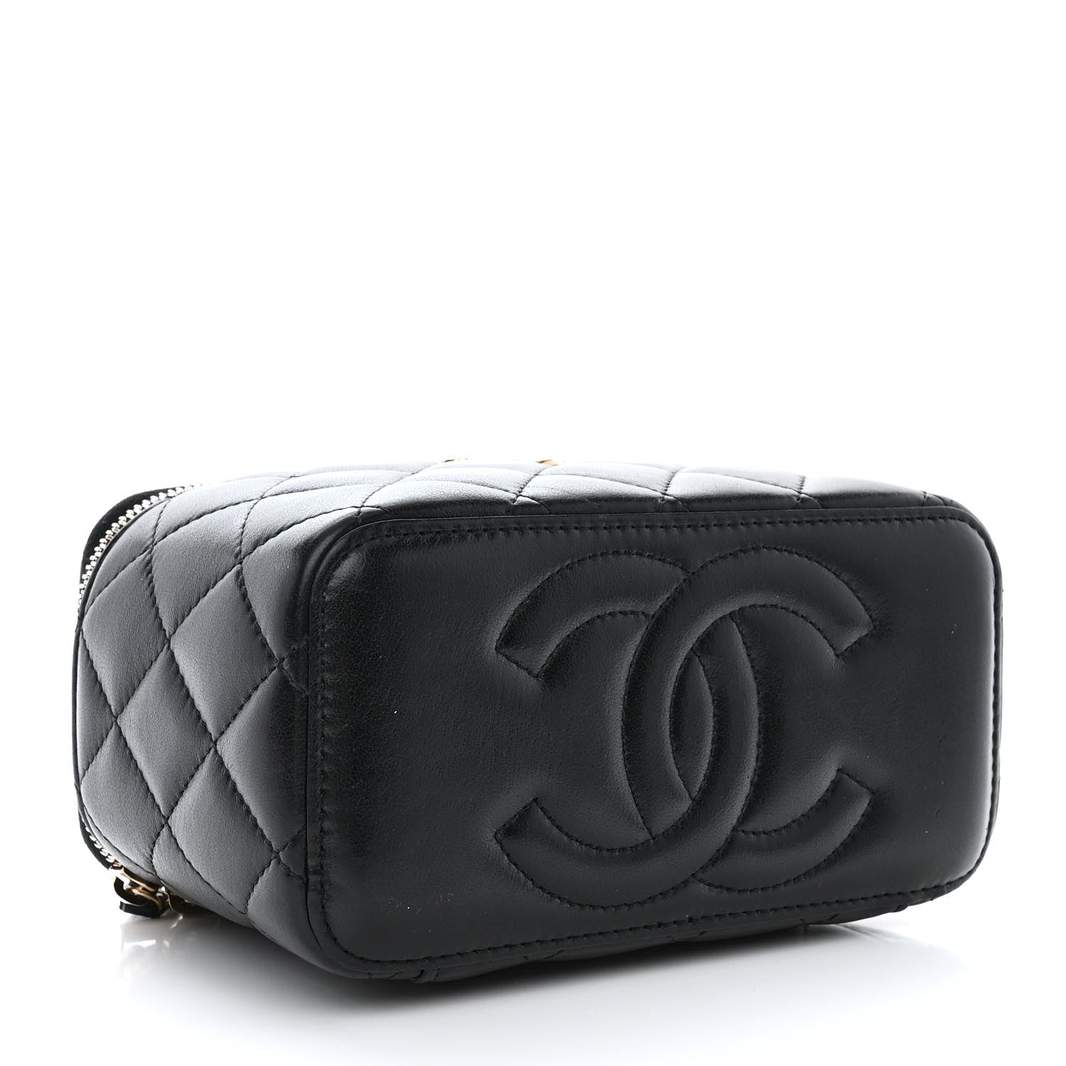 Chanel Lambskin Quilted Small Charming Top Handle Vanity Case With Chain Black 4 of 14