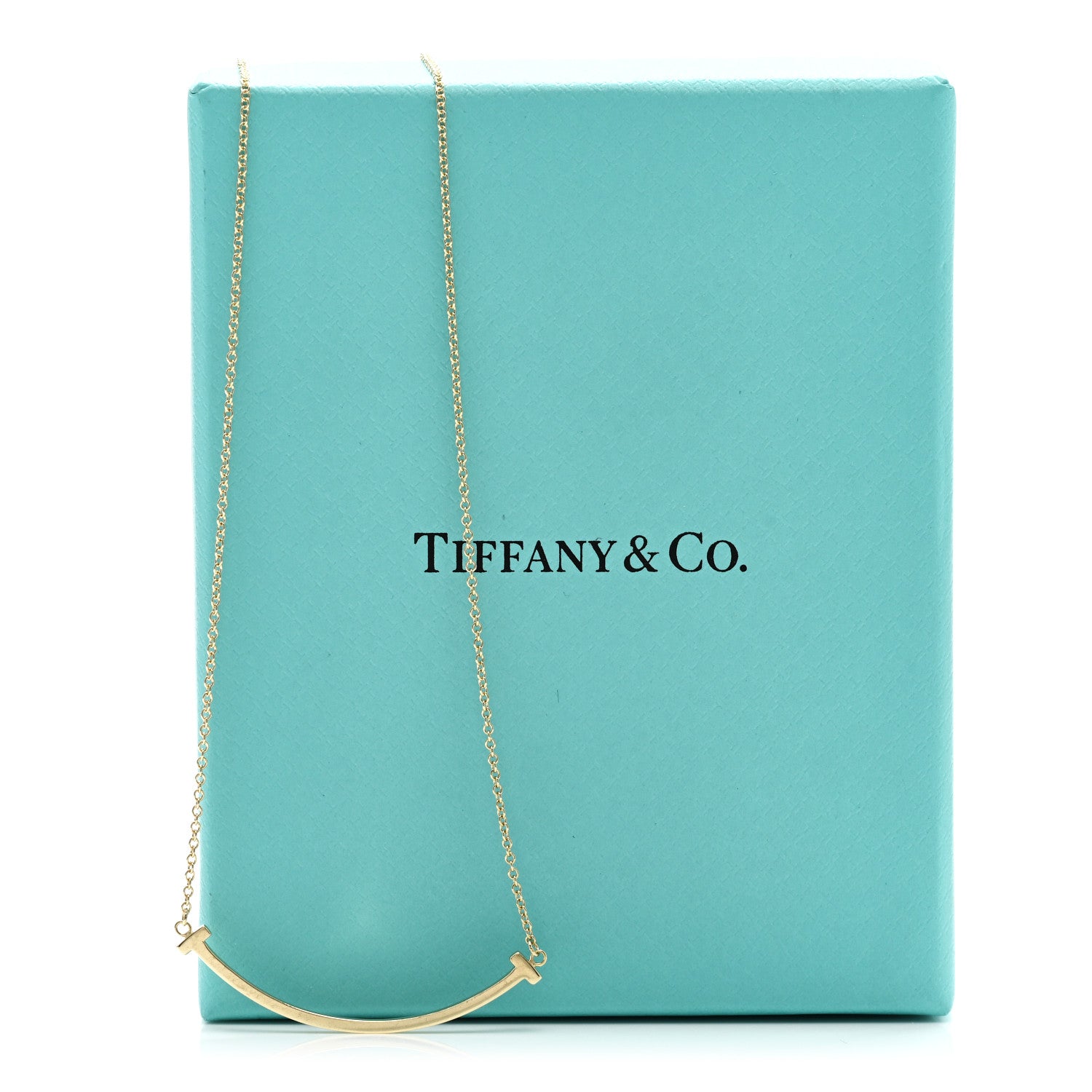 Tiffany 18K Yellow Gold Small T Smile Pendant Necklace 7 of 7