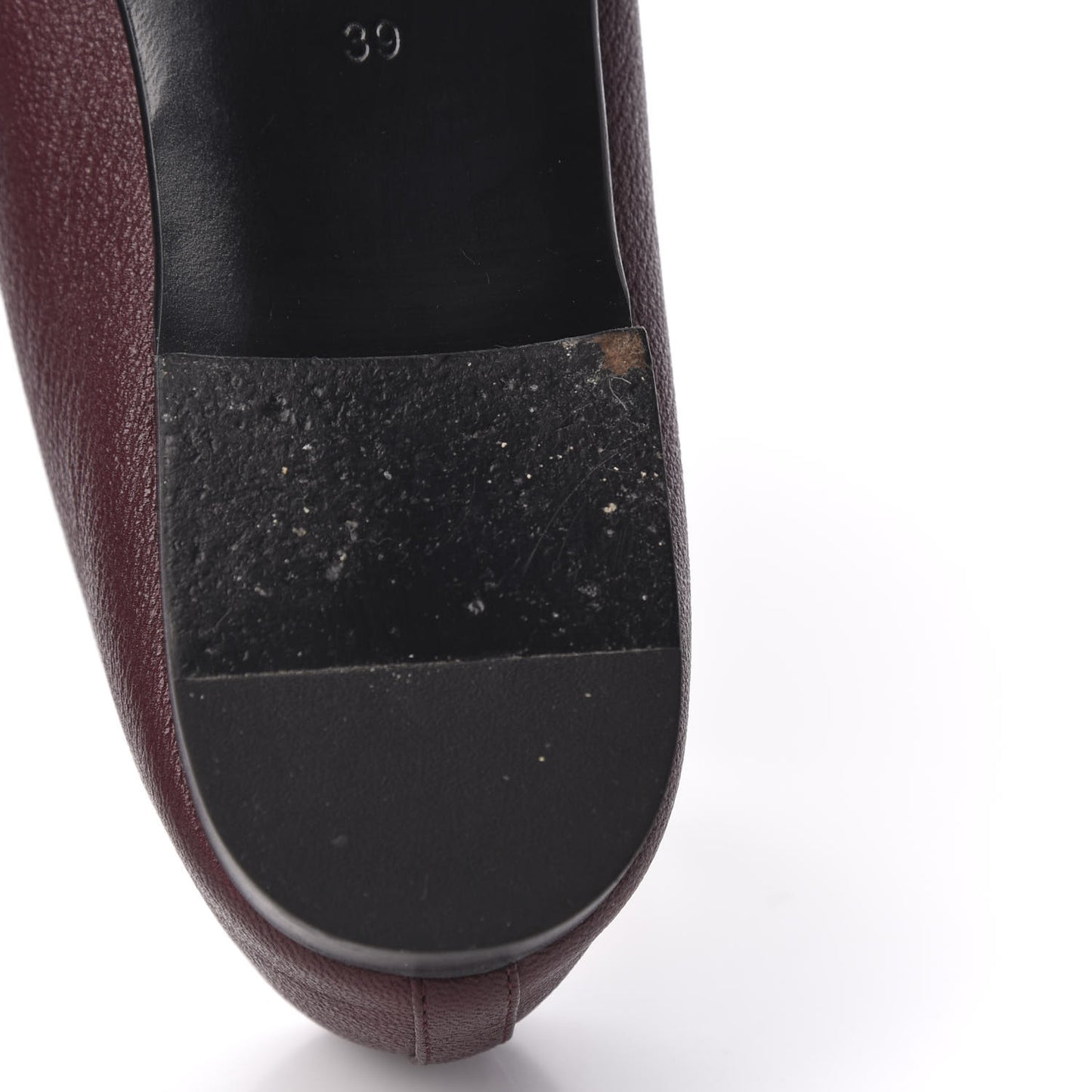 Goatskin Patent Cap Toe CC Ballerina Flats 39 Burgundy
