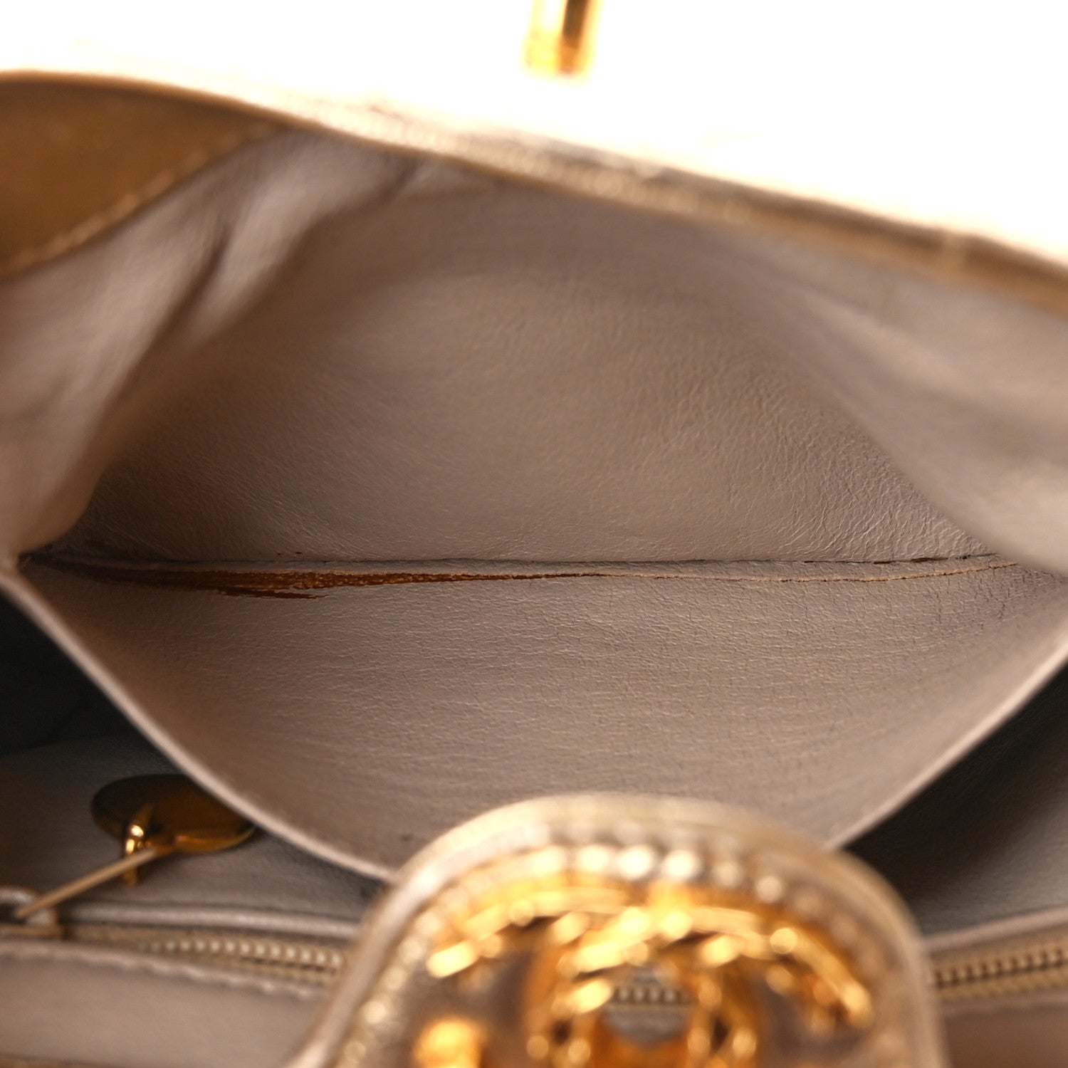 Chanel Metallic Lambskin Quilted Shoulder Bag Gold 7 of 13