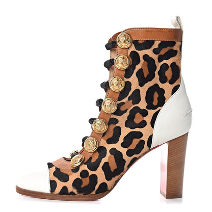 Christian Louboutin Calf Hair Leopard Print Who Dances 85 Ankle Boots 39 Gold Fauve 1 of 11