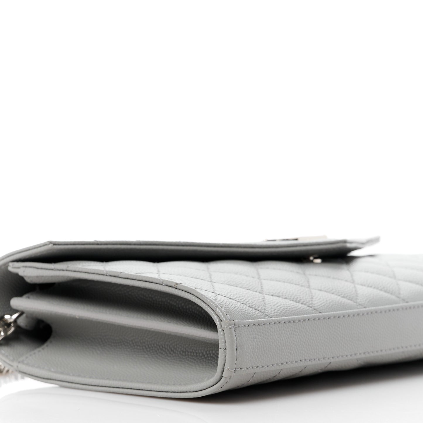 Grain De Poudre Tri-Quilt Monogram Chain Wallet Fog