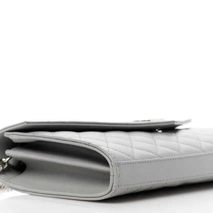 Saint Laurent Grain De Poudre Tri-Quilt Monogram Chain Wallet Fog 9 of 10