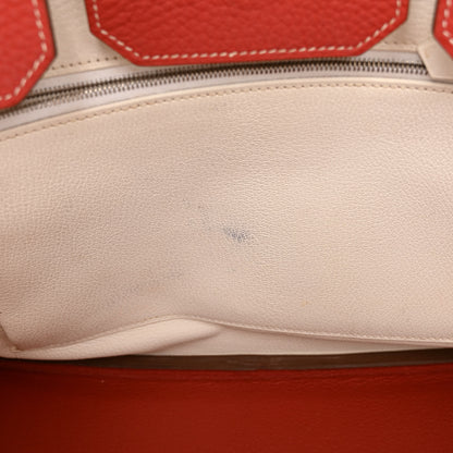 Hermes Taurillon Clemence Eclat Birkin 35 Sanguine White 11 of 18