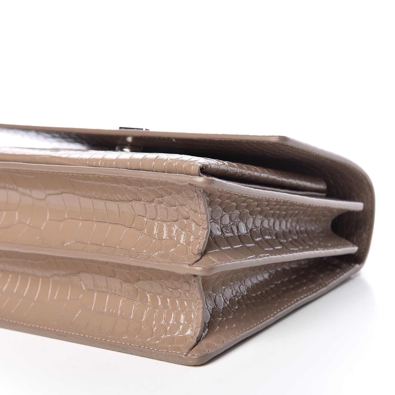 Saint Laurent Calfskin Crocodile Embossed Medium Monogram Sunset Dark Beige 6 of 10