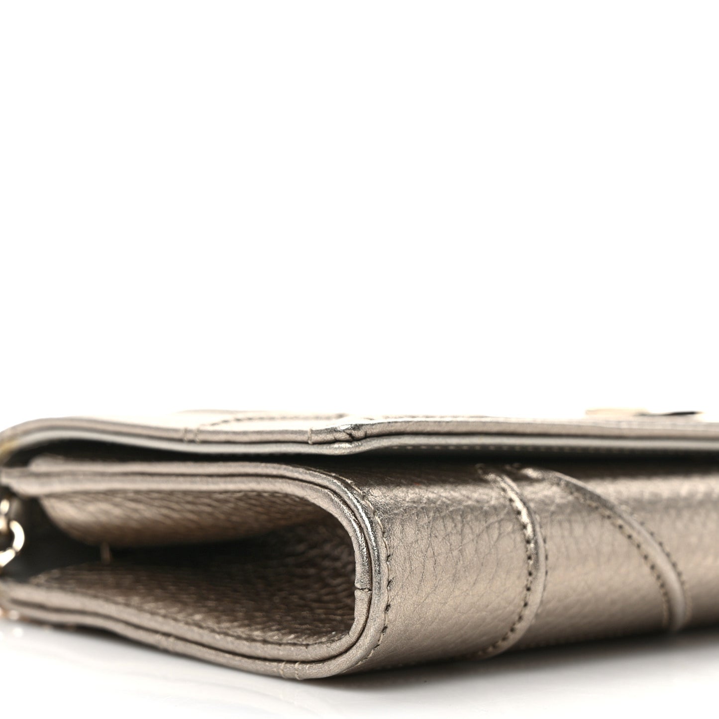 Metallic Calfskin Large Diorama Croisiere Chain Wallet Pale Gold