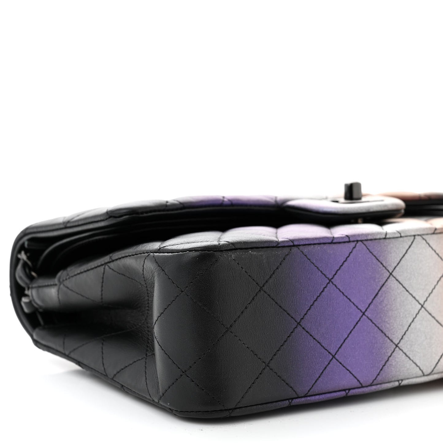 Calfskin Quilted Ombre Medium Double Flap Black