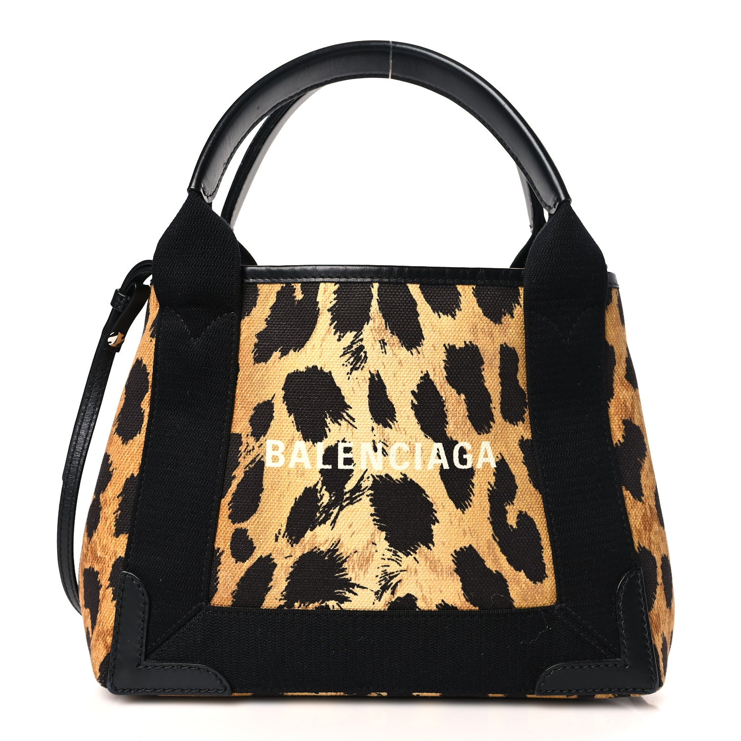 Cotton Canvas Satin Calfskin Leopard Print Navy Cabas XS Beige Black