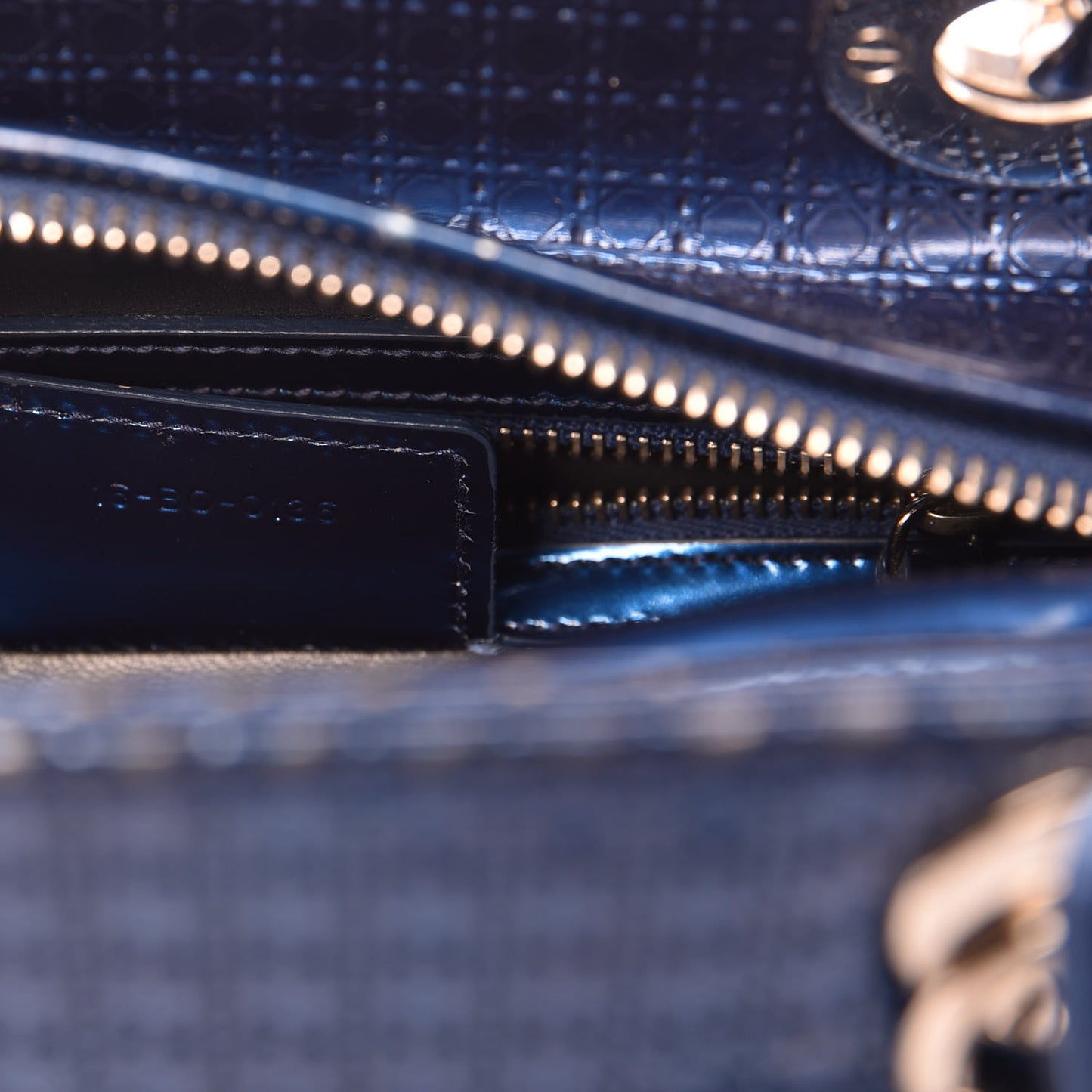 Metallic Patent Micro-Cannage Medium Lady Dior Blue