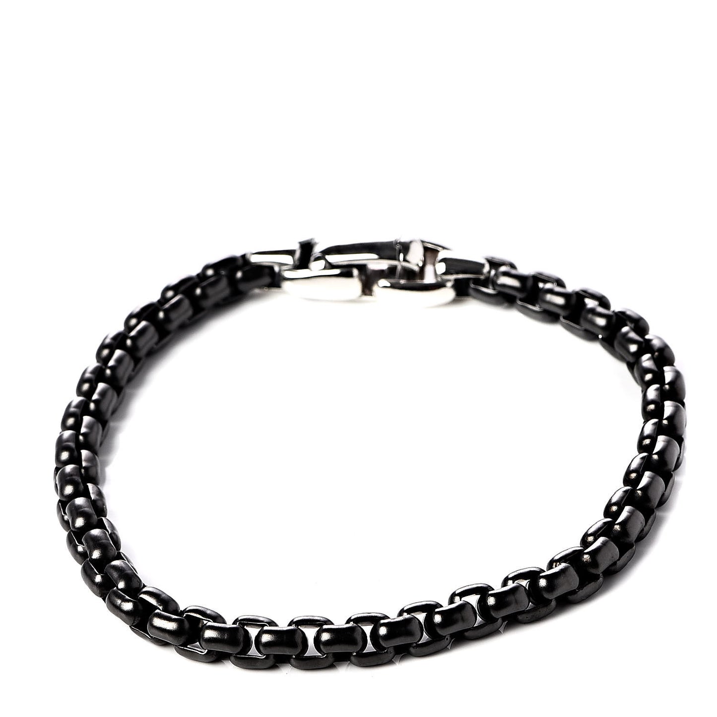 Sterling Silver Darkened Stainless Steel Box Chain Bracelet