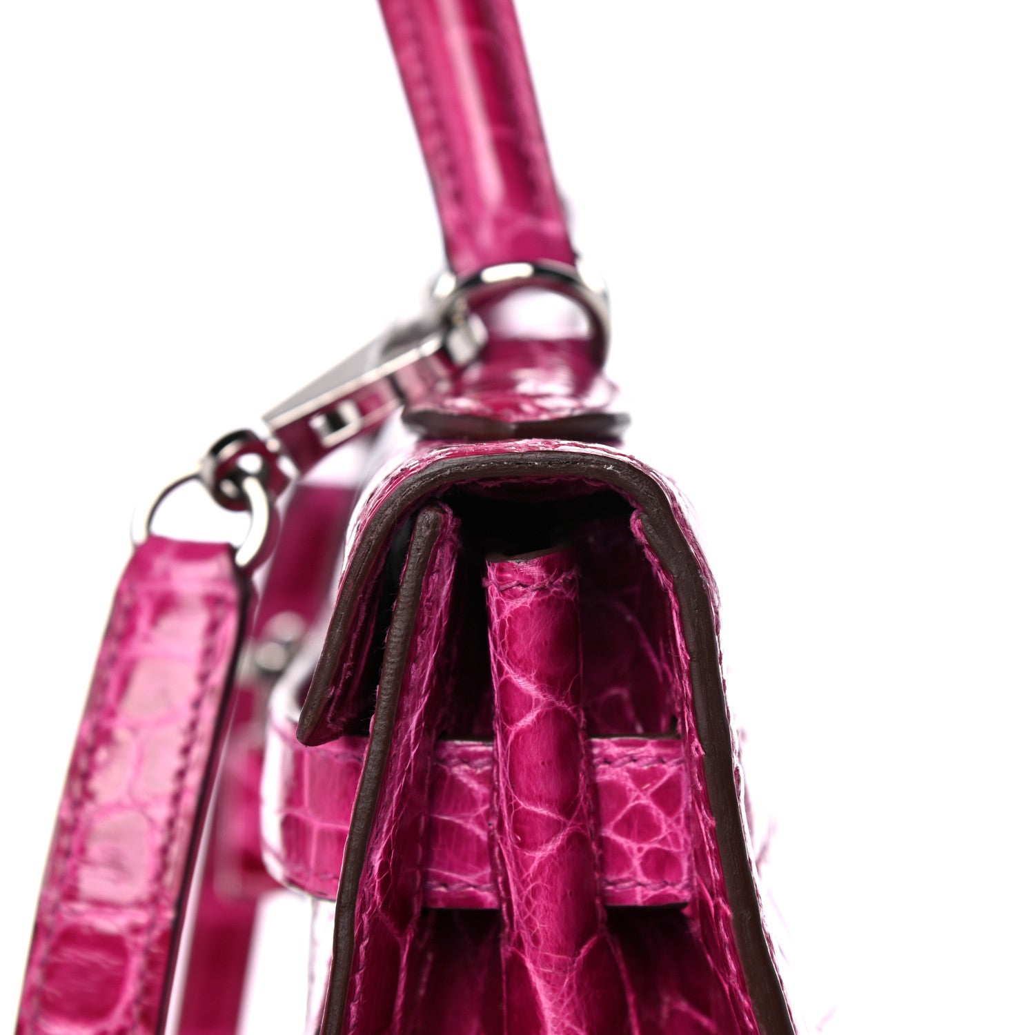 Hermes Shiny Niloticus Crocodile Kelly Sellier 32 Rose Scheherazade 23 of 27