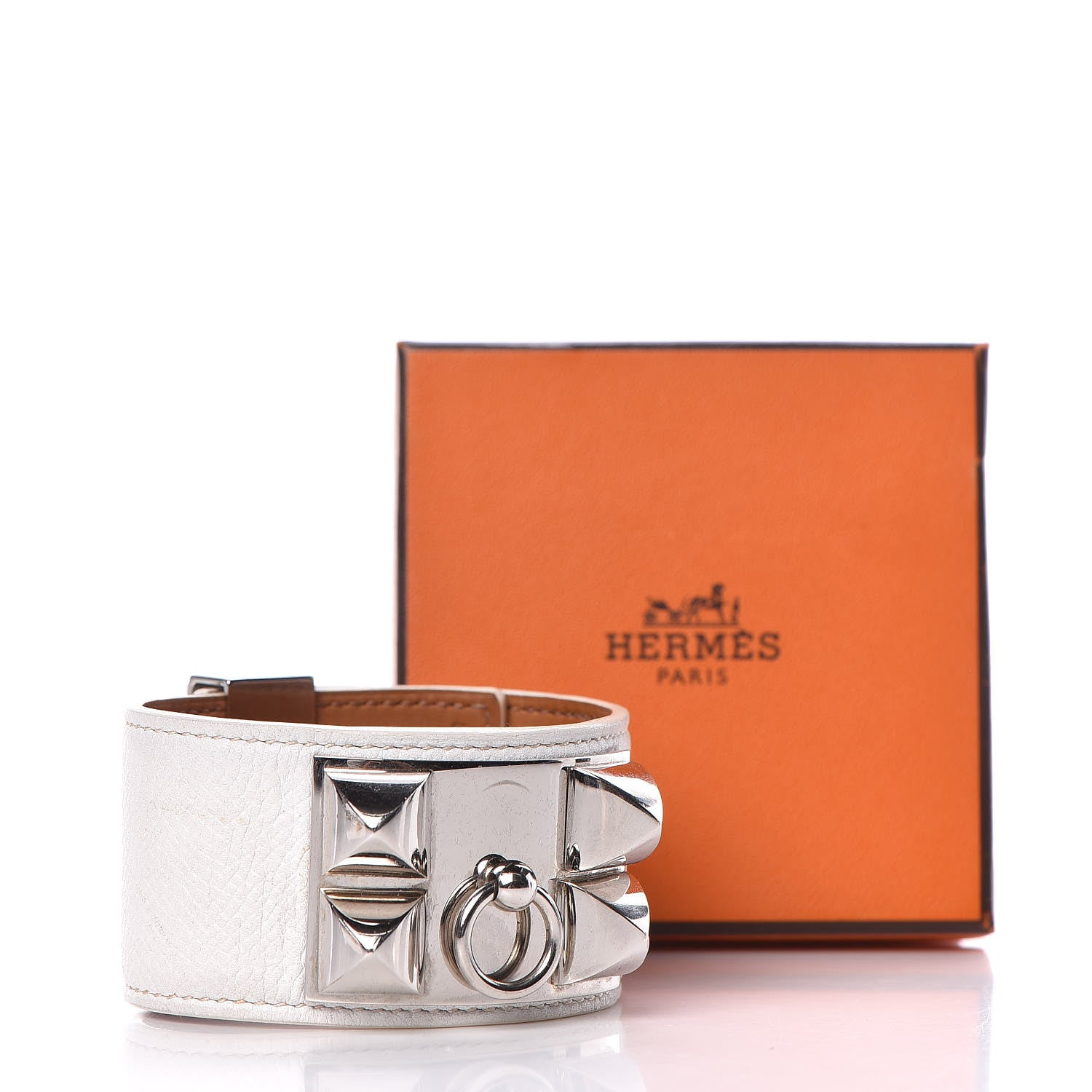 Hermes Epsom Collier de Chien CDC Bracelet L White 6 of 6