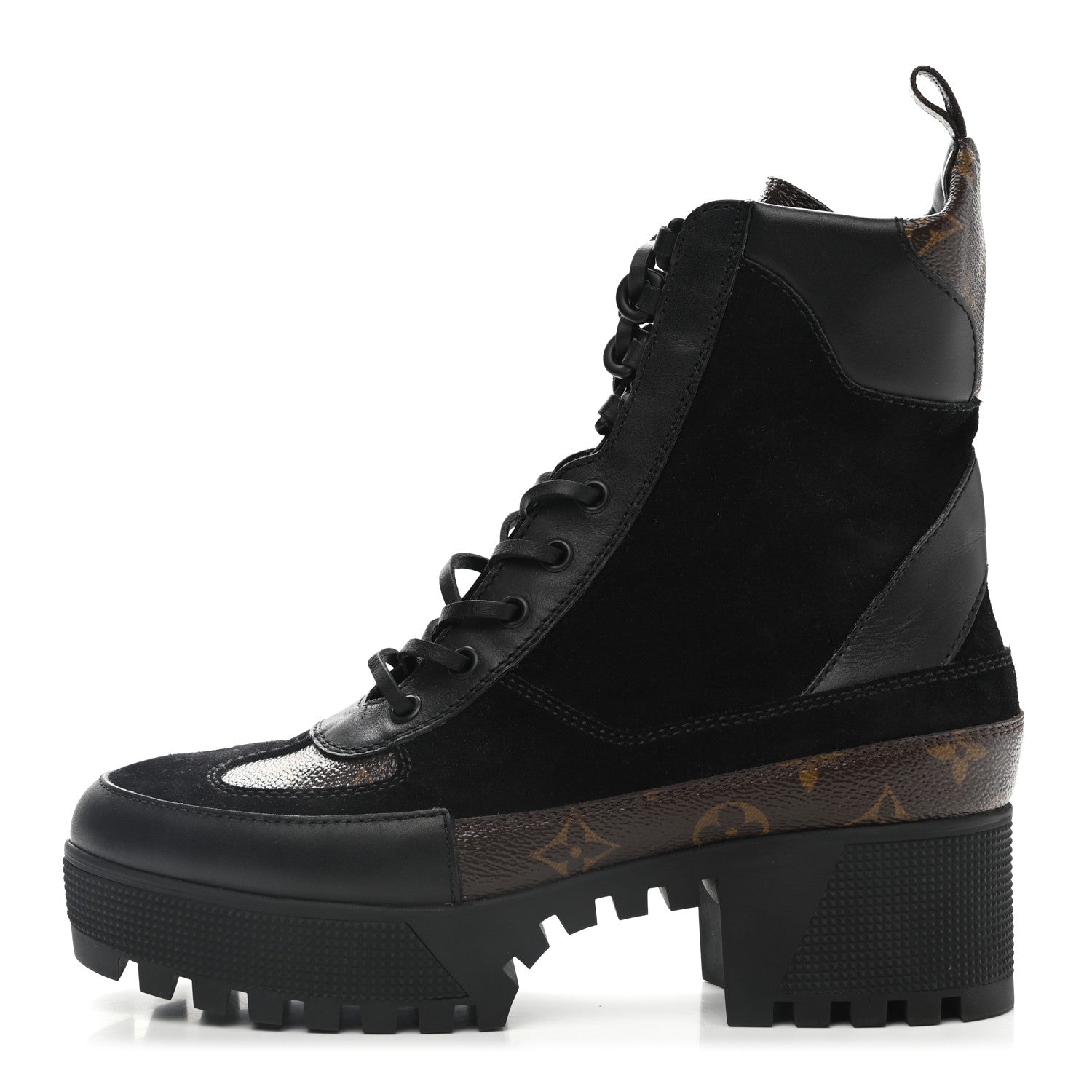 Louis Vuitton Suede Calfskin Monogram Laureate Platform Desert Boots 39 Black 1 of 8