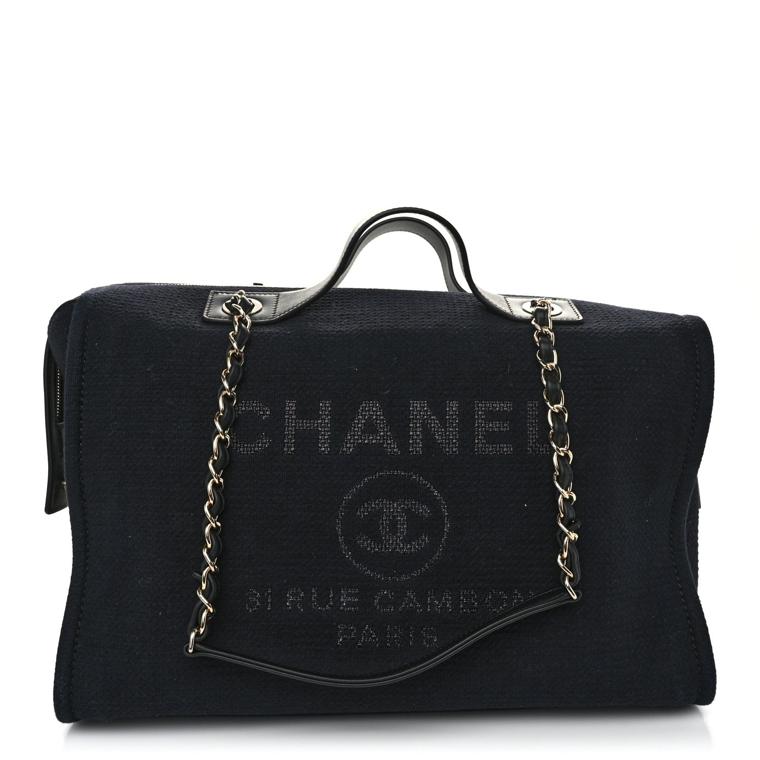 Chanel Mixed Fibers Large Deauville Bowling Bag  Black 1 of 10