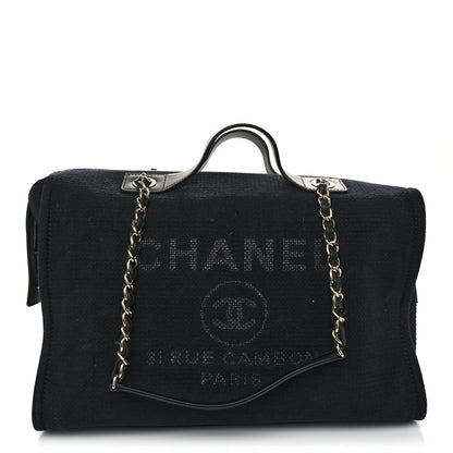 Chanel Mixed Fibers Large Deauville Bowling Bag  Black 1 of 10