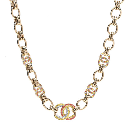 Chanel Crystal Chain CC Choker Necklace Gold Multicolor 1 of 6