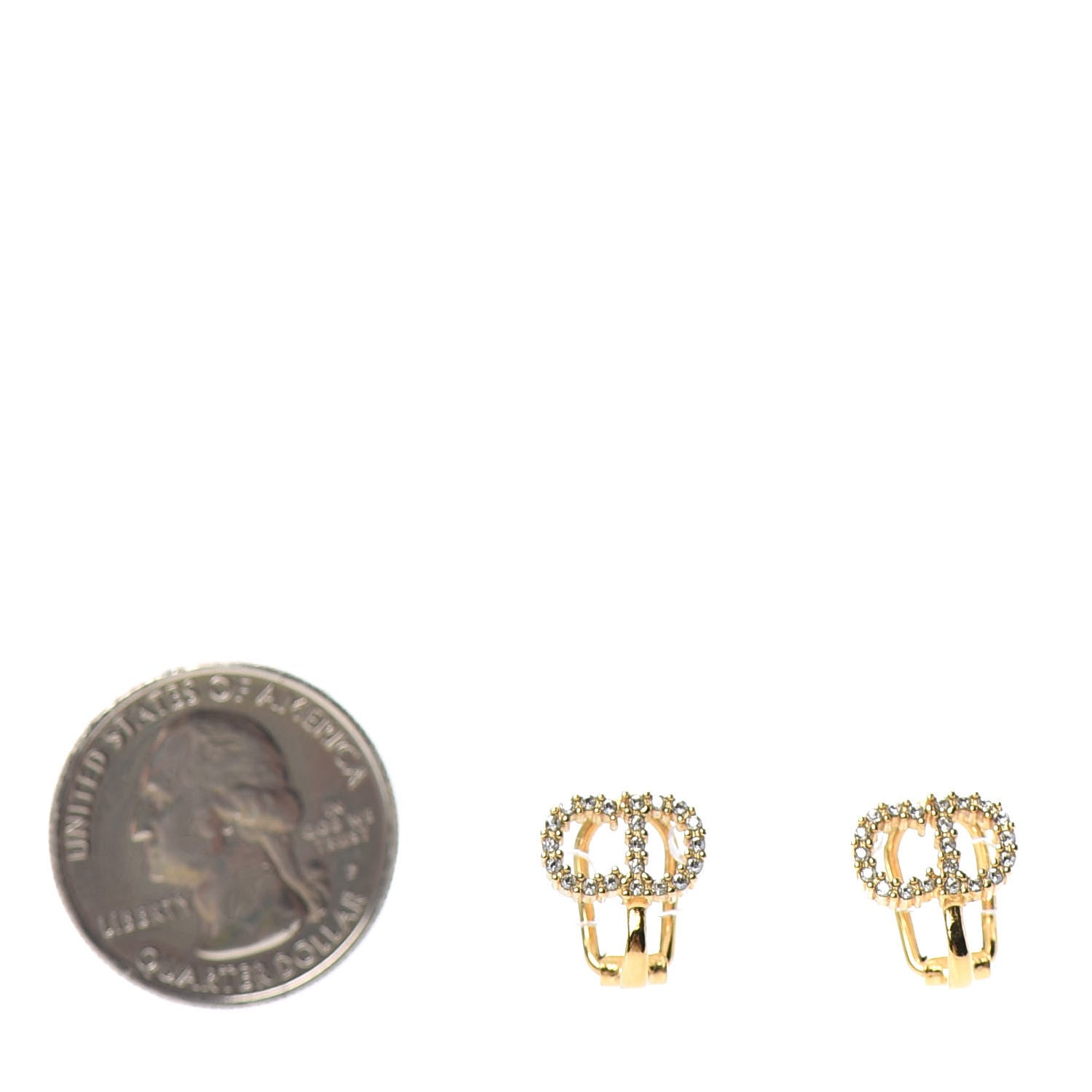 Christian Dior Crystal Clair D Lune Clip On Earrings Gold 2 of 3