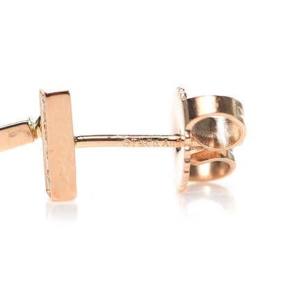 Tiffany 18K Rose Gold Diamond T Bar Earrings 4 of 5