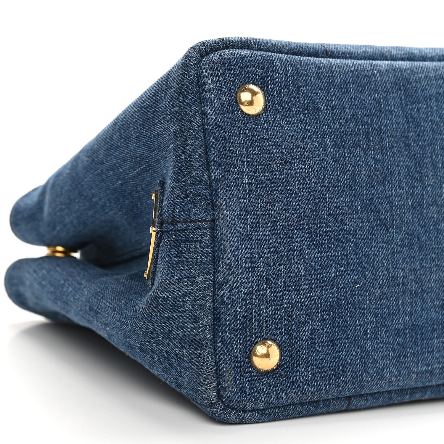 Prada Denim Small Logo Tote Bleu 5 of 10