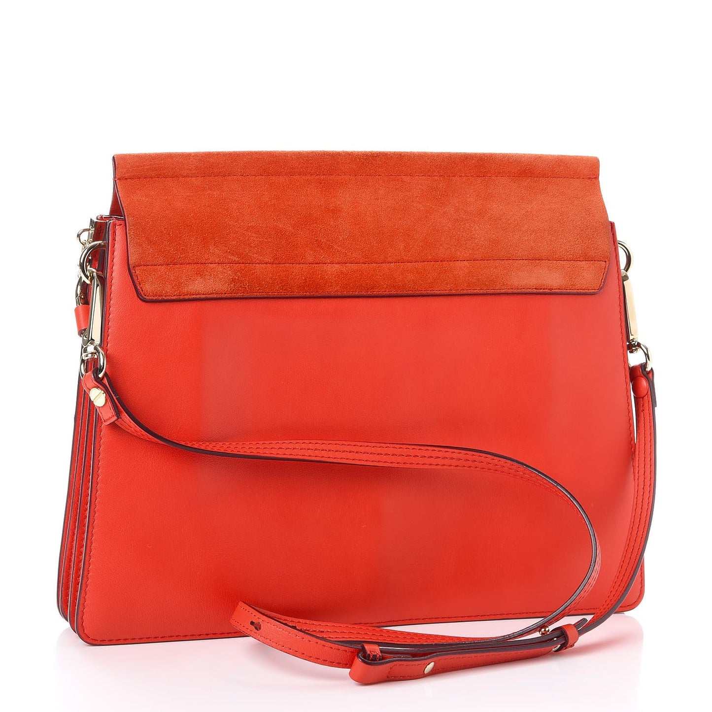 Calfskin Suede Medium Faye Shoulder Bag Orange