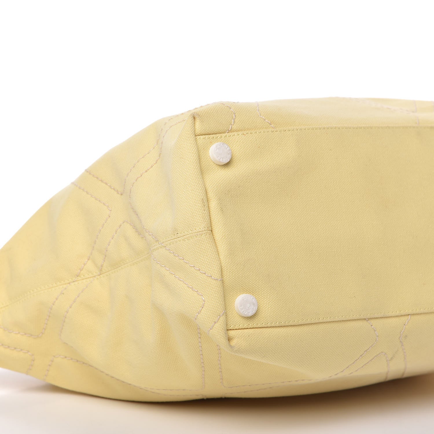 Chanel Canvas Stitched CC N°5 Shopping Tote Yellow 6 of 13