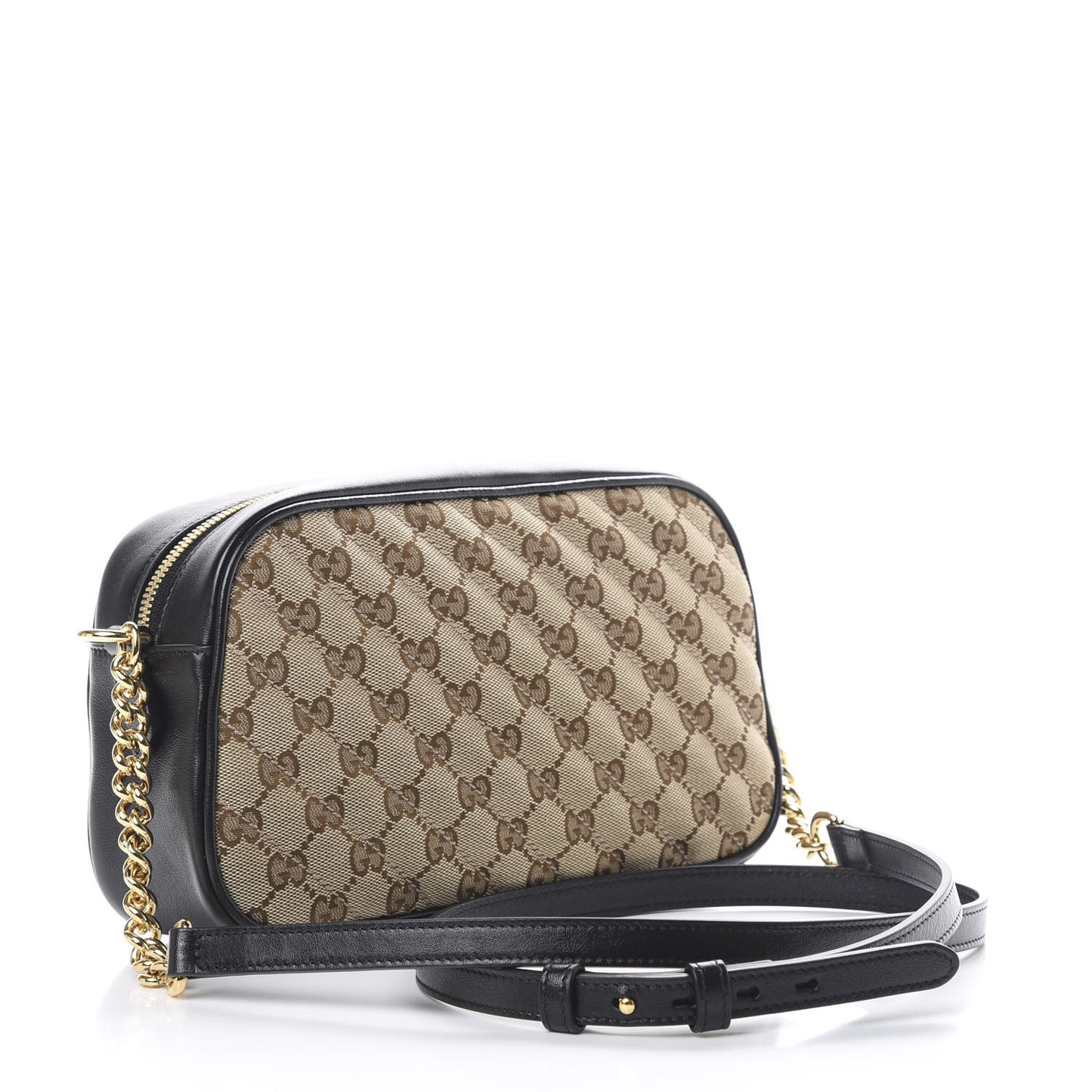 Monogram Matelasse Diagonal Small GG Marmont Chain Shoulder Bag Beige Black