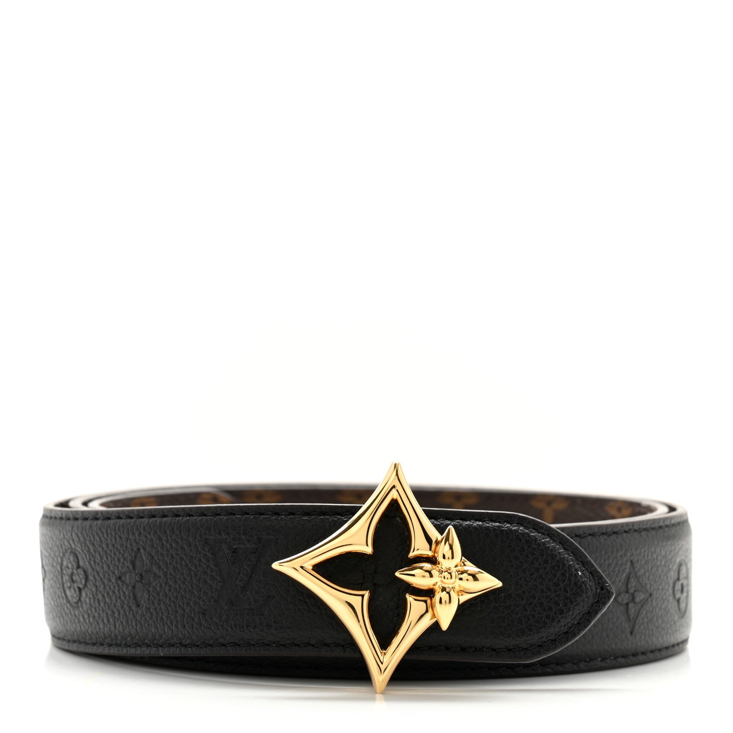 Louis Vuitton Calfskin Monogram 30mm Flowergram Reversible Belt 90 36 Black 1 of 10