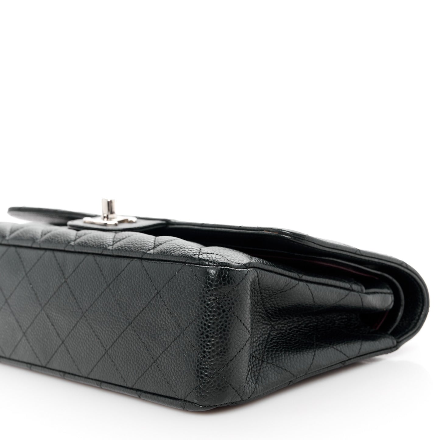 Caviar Quilted Medium Double Flap Black