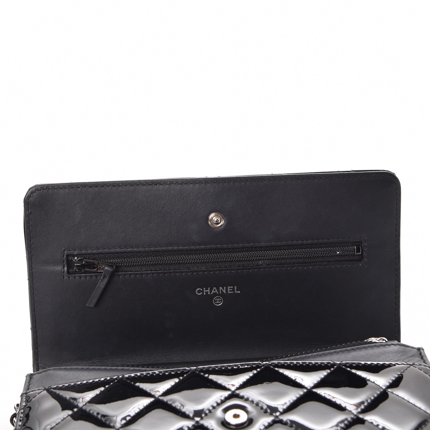 Chanel Patent Quilted Wallet On Chain WOC Black 9 of 10