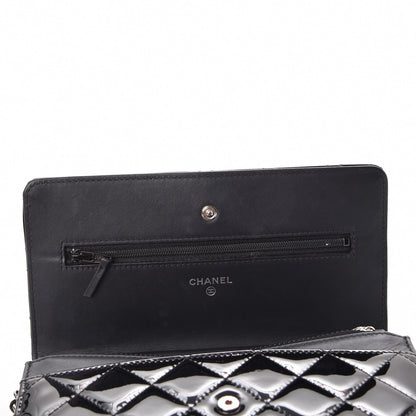 Chanel Patent Quilted Wallet On Chain WOC Black 9 of 10