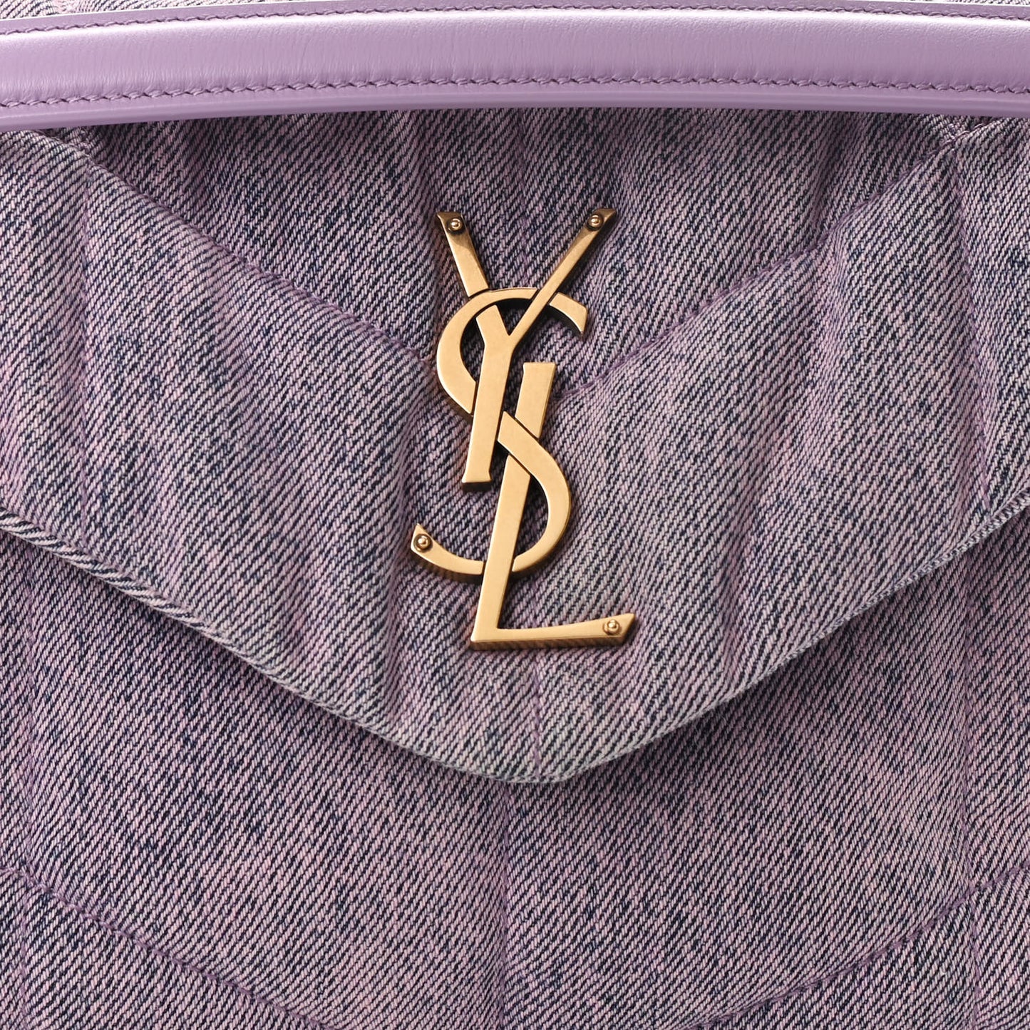 Denim Quilted Small Loulou Puffer Monogram Chain Satchel Bleached Lilac