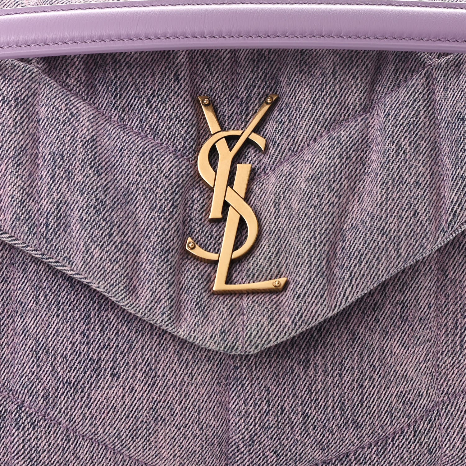 Saint Laurent Denim Quilted Small Loulou Puffer Monogram Chain Satchel Bleached Lilac 8 of 10