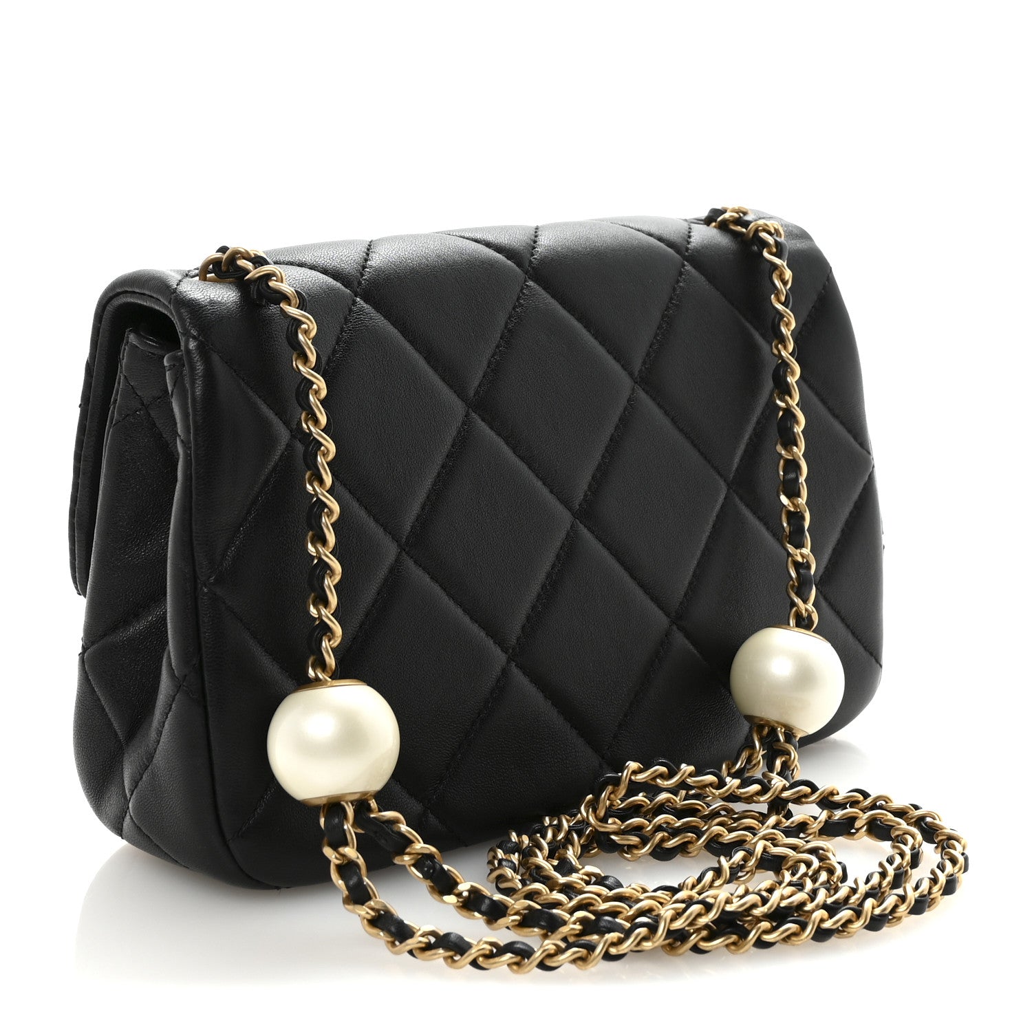 Chanel Lambskin Quilted Pearl Small Flap Black 3 of 10