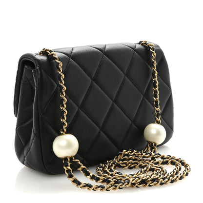 Chanel Lambskin Quilted Pearl Small Flap Black 3 of 10