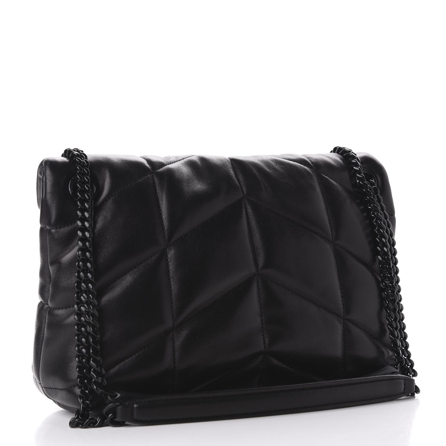 Saint Laurent Lambskin Quilted Small Loulou Puffer Monogram Chain Satchel Black 4 of 12