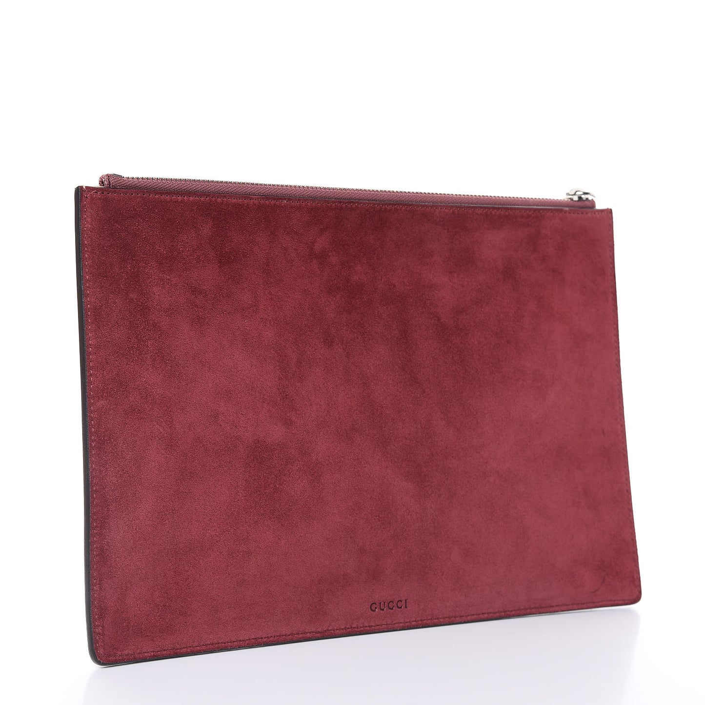 GG Supreme Monogram Blooms Suede Large Zip Pouch Beige Multicolor Dry Rose