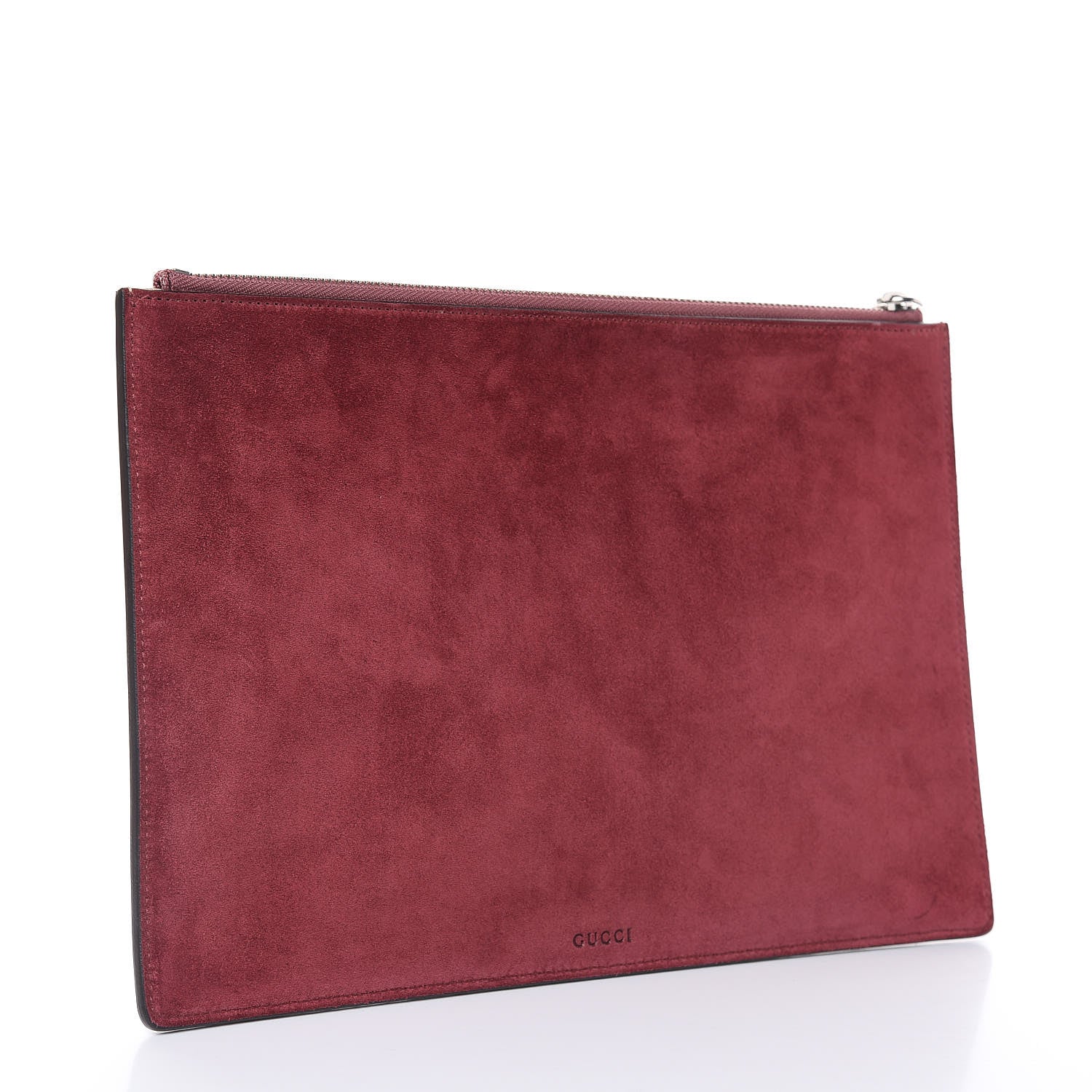 Gucci GG Supreme Monogram Blooms Suede Large Zip Pouch Beige Multicolor Dry Rose 3 of 8