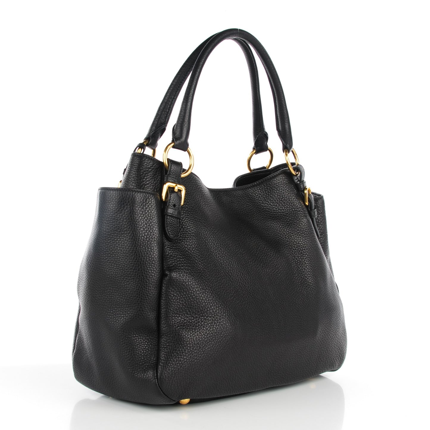 Vitello Daino Double Pocket Shoulder Bag Nero Black