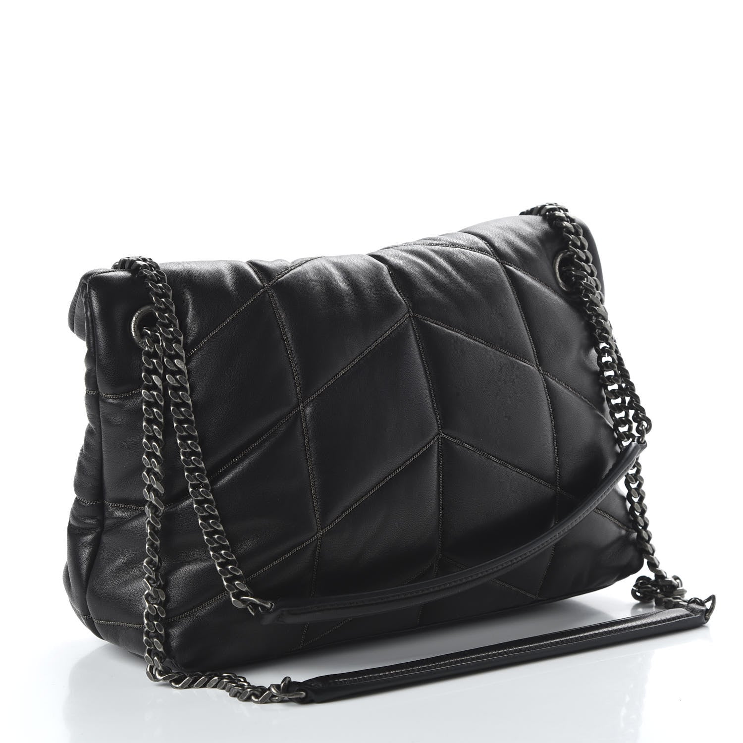 Saint Laurent Lambskin Quilted Small Loulou Puffer Monogram Chain Satchel Black 2 of 8