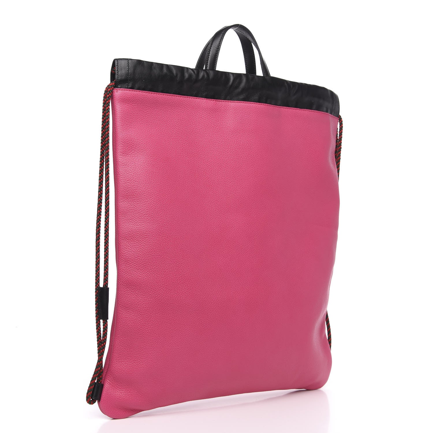 Gucci Grained Calfskin Logo Drawstring Backpack Box Pink Green Black 2 of 9