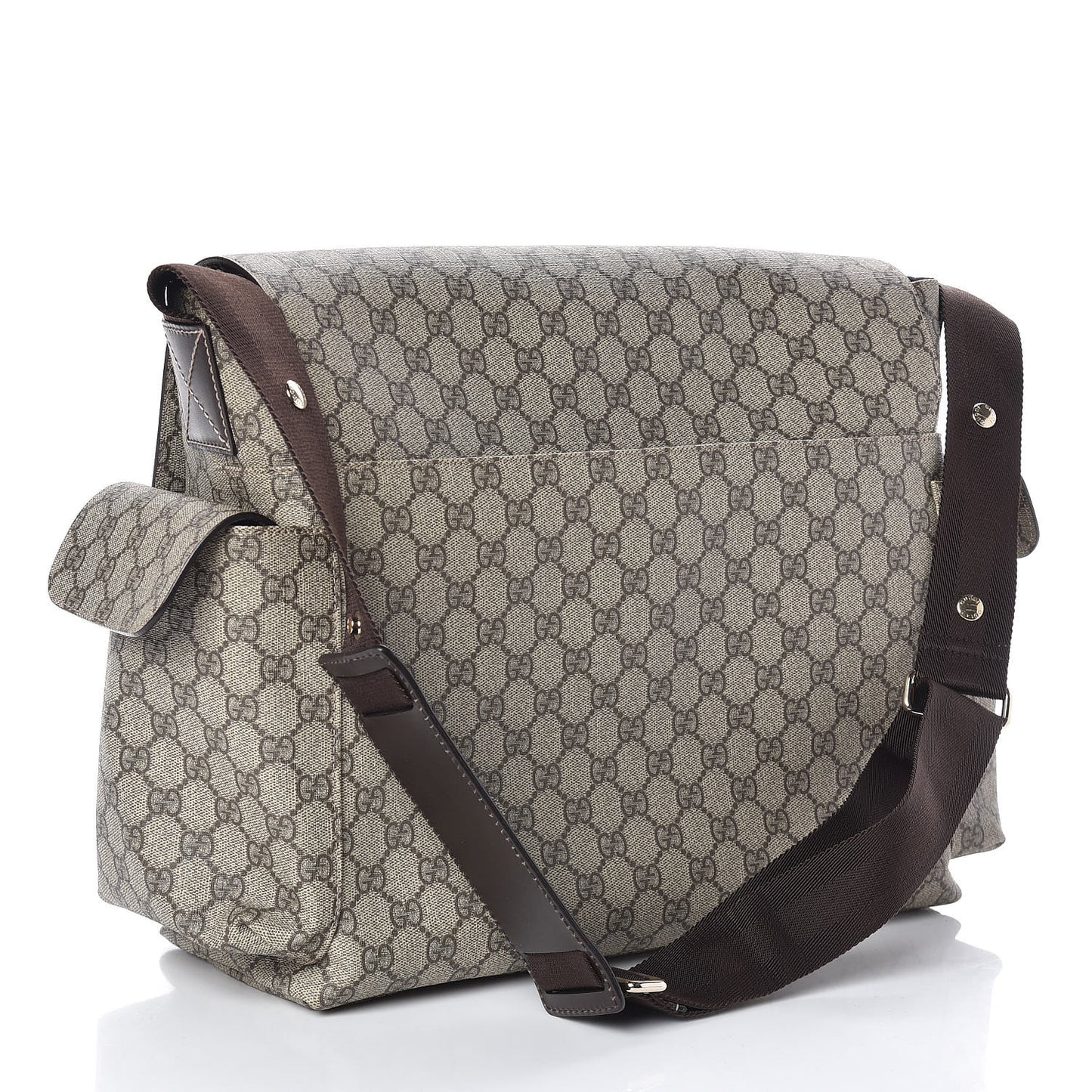 GG Plus Monogram Messenger Diaper Bag Dark Brown